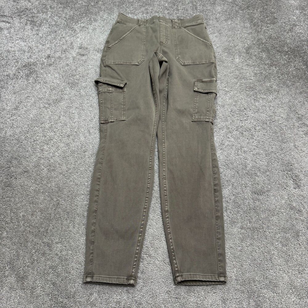 Spanx Stretch Twill Ankle Cargo Pants Womens Large Olive Green Casual Stretch